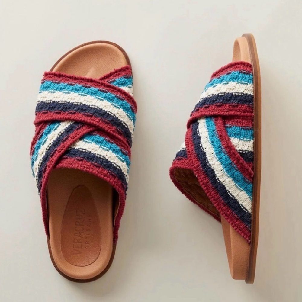 Veracruz Ombre Sea Sandals NEW NIB
Size 39/9 crochet leather patriotic slide